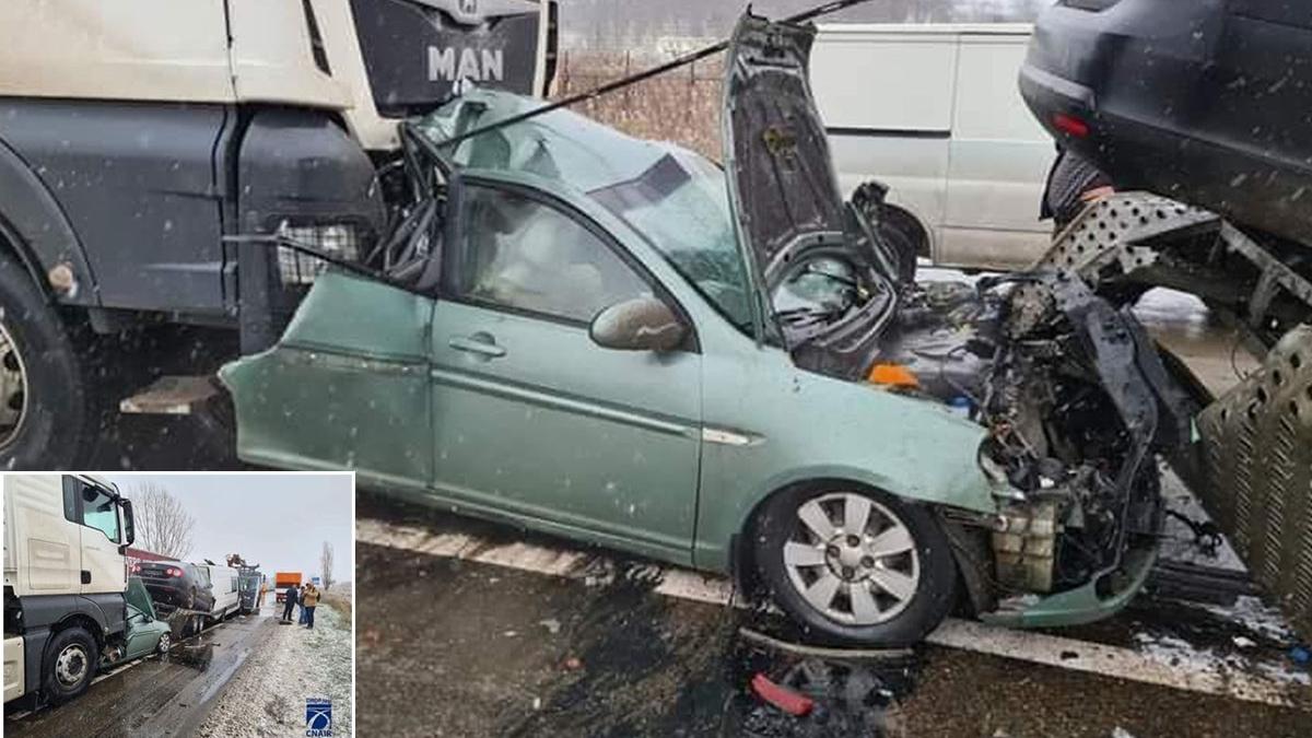 autoturism strivit tir platforma accident rutier letcani