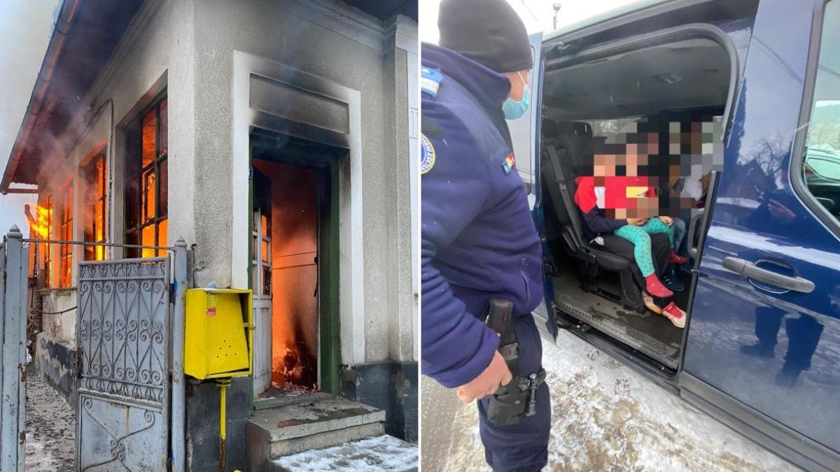 jandarmi bistrita casa incendiu
