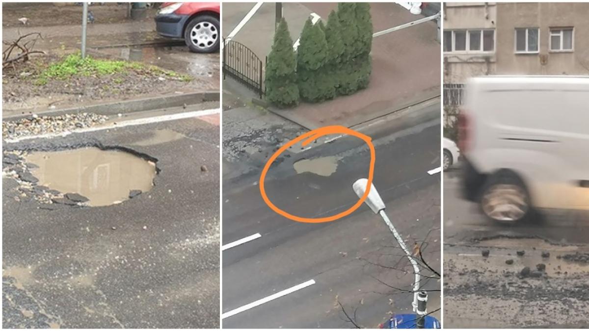 gropi uriase pe strazile din timisoara