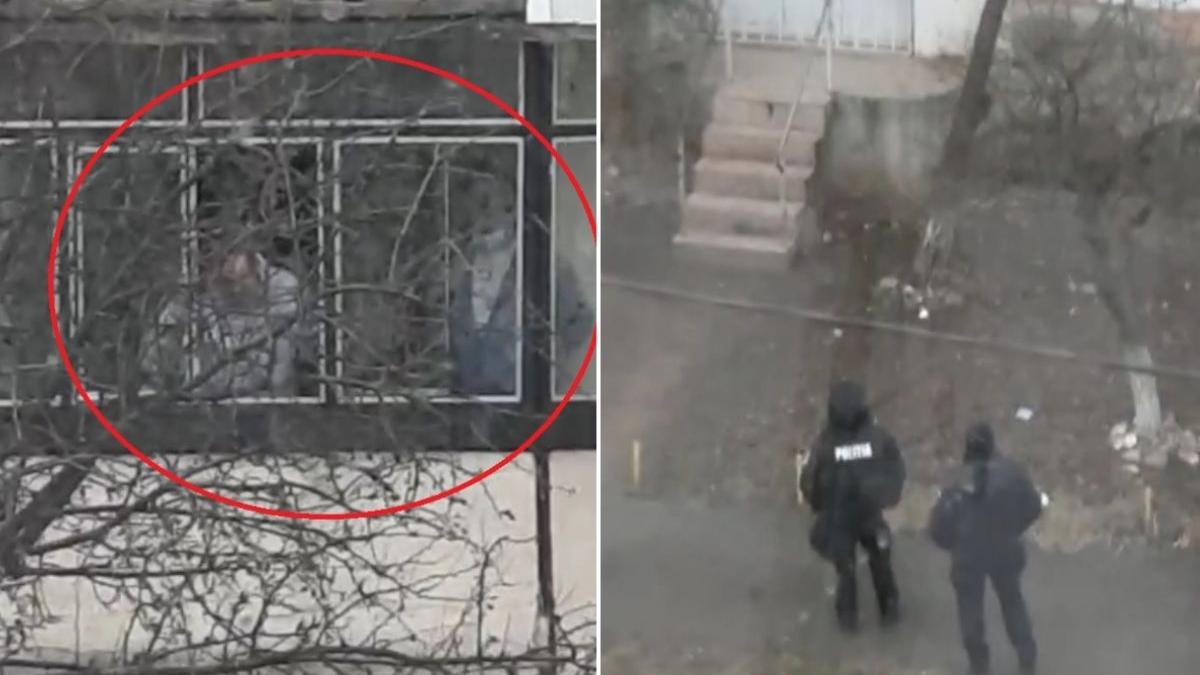 imagini negociere onesti doi ostatici legati tinuti balcon