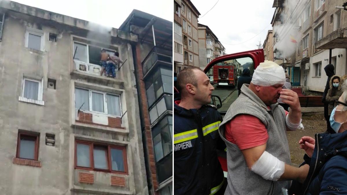 incendiu bloc uricani oameni iesit pe geam etajul 4