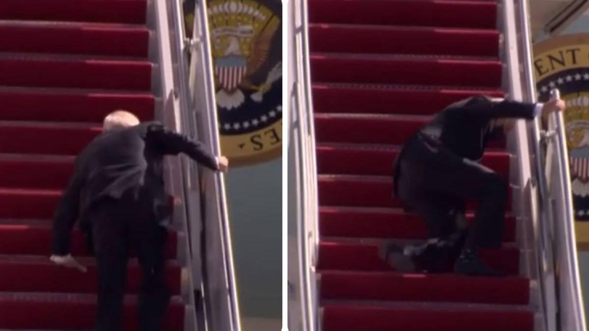 joe biden cade pe scari air force one