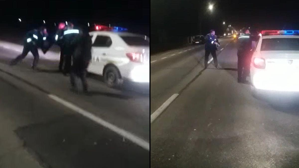 politist local satu mare aparare pistol barbat beat