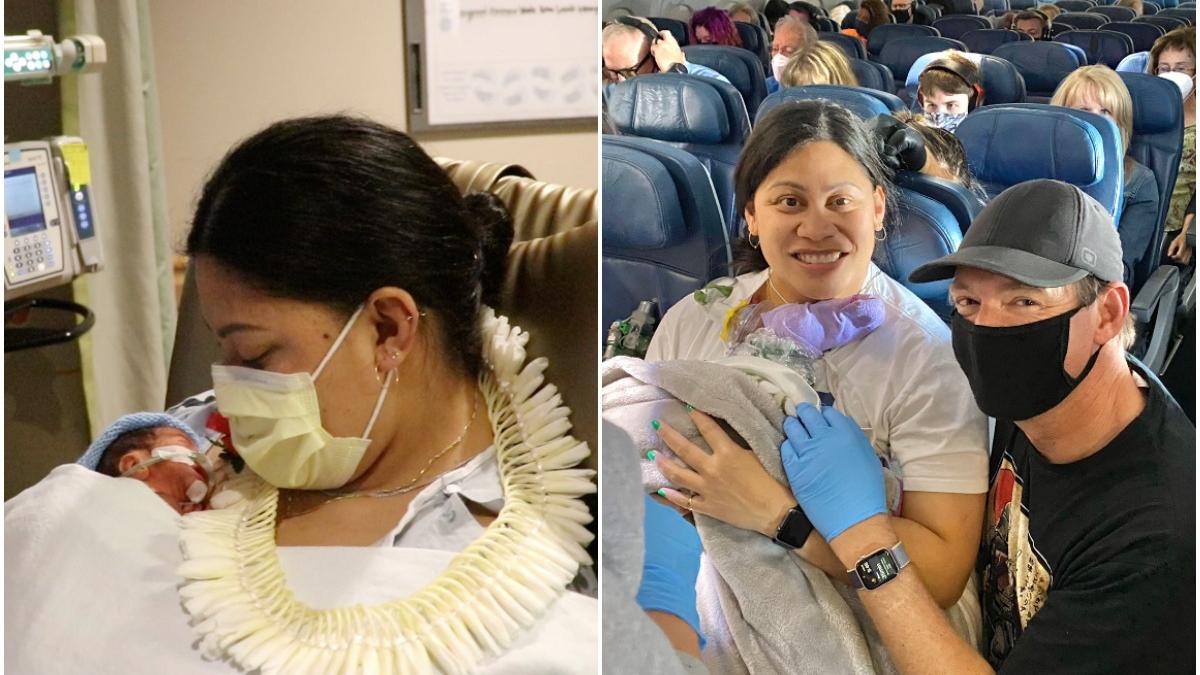 femeie nascut avion intorcea vacanta