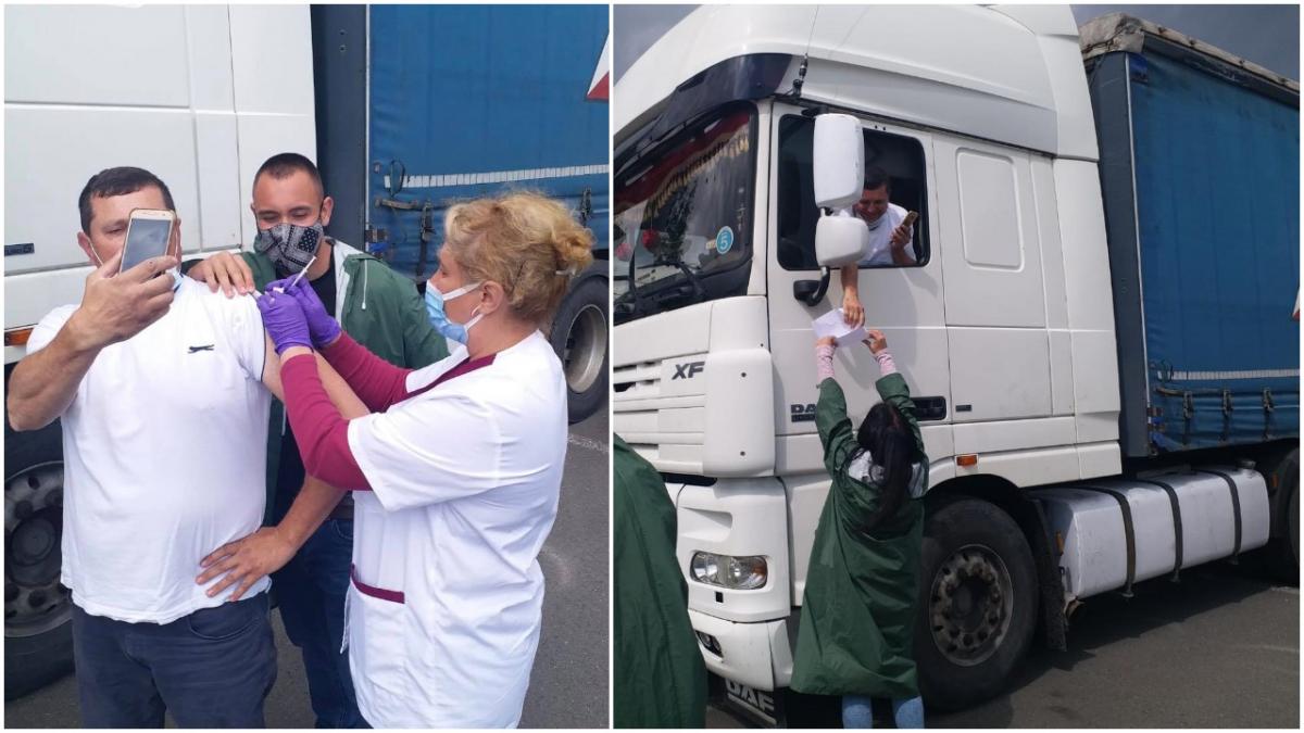 sofer de tir centrul de vaccinare drive thru deva