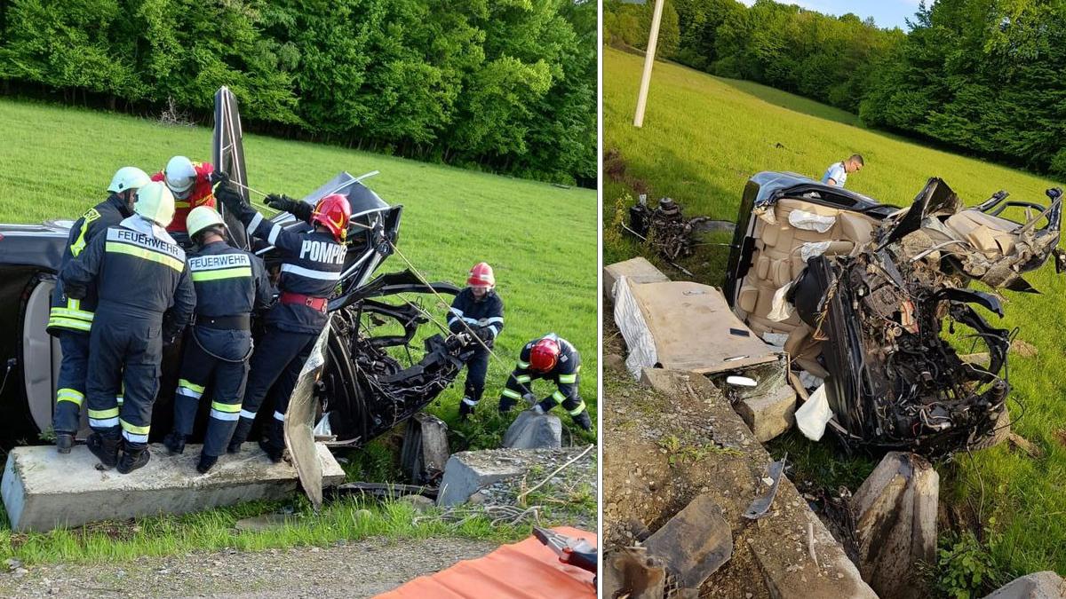 accident rutier grav bistrita nasaud masina cap de pod