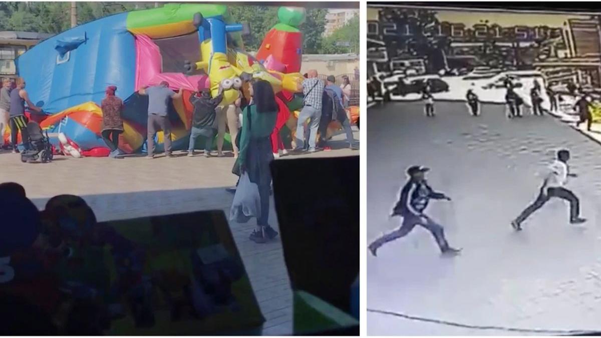 fetite aruncate aer castel gonflabil explozie rusia