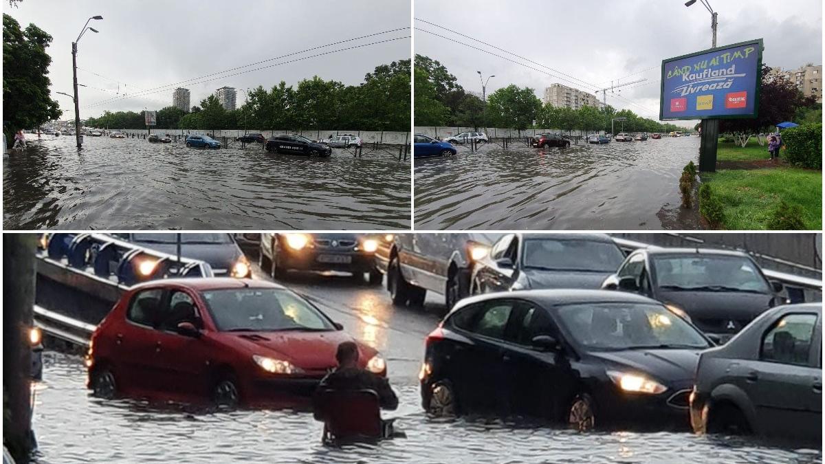 Bucureştiul, blocat de ruperea de nori. Străzi inundate şi copaci căzuţi