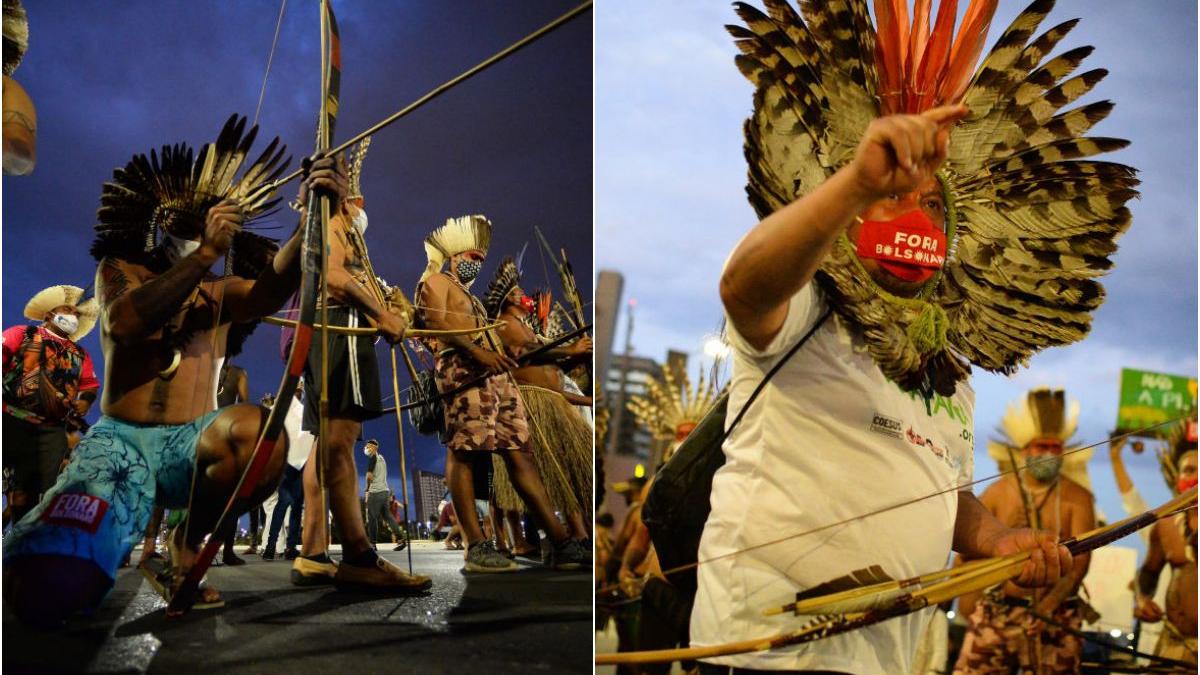 politisti sageti protest indigeni
