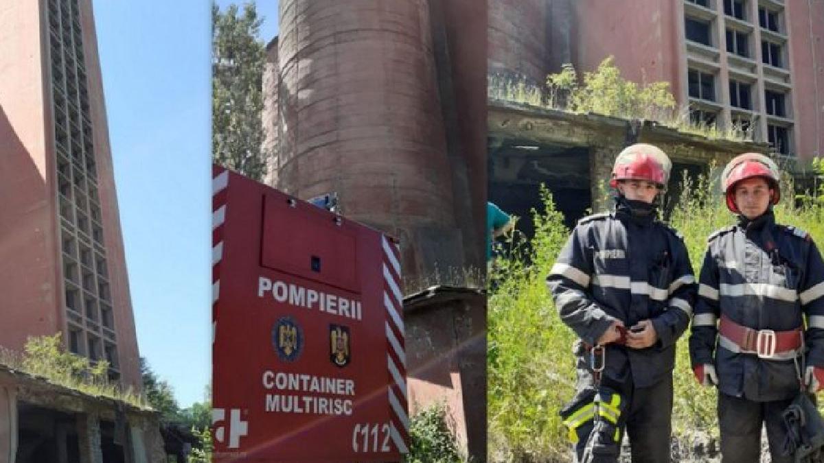 salvare barbat cazut siloz minea vulcan pompieri hunedoara