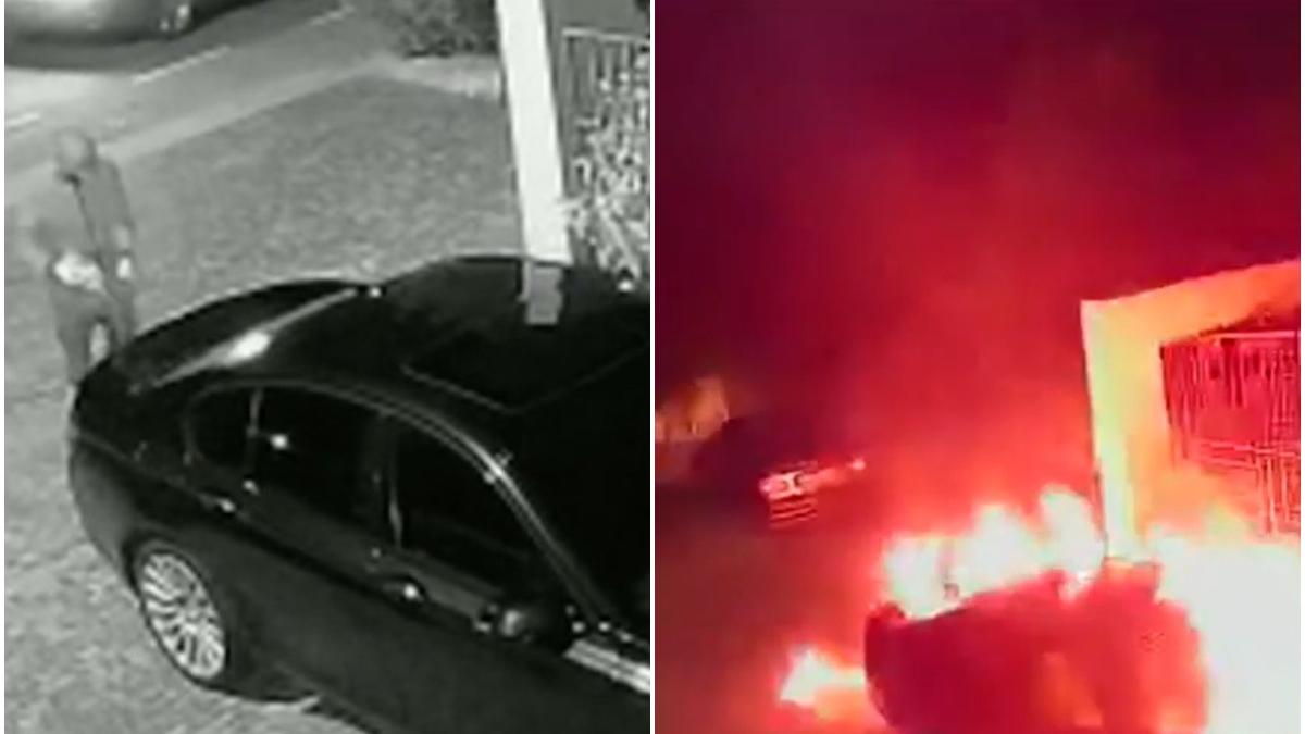 masina incendiata in stil mafiot parcare locuinta giarmata langa timisoara