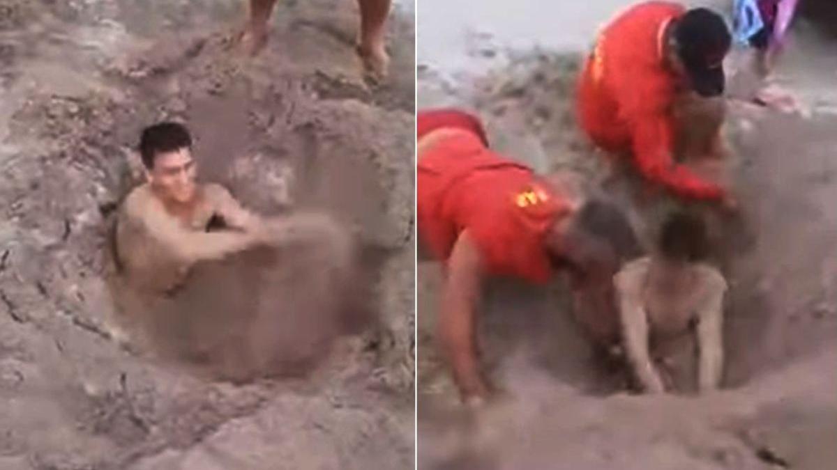 tanar ingropat nisip abandonat prieteni plaja tuzla