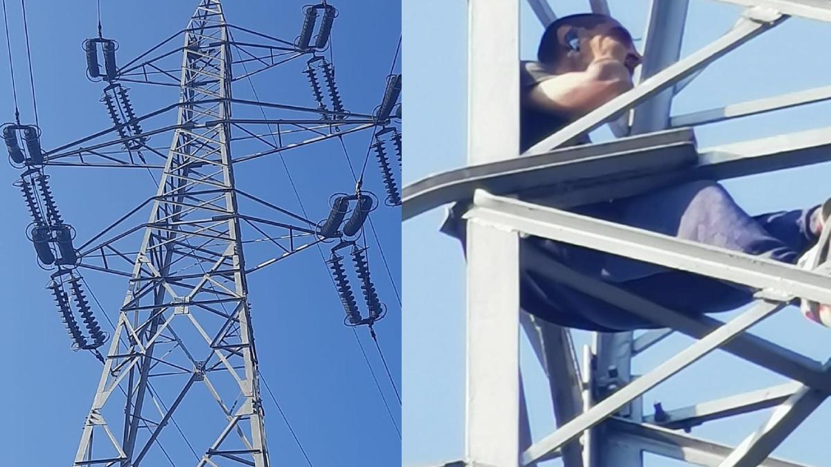 barbat din iasi cui infict in frunte urcat stalp inalta tensiune amenintat sinucide