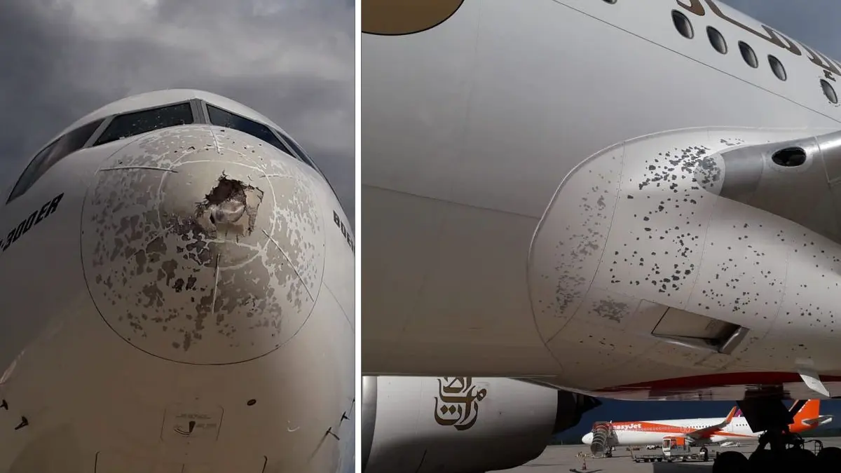 avion boeing 777 avariat furtuna grindina