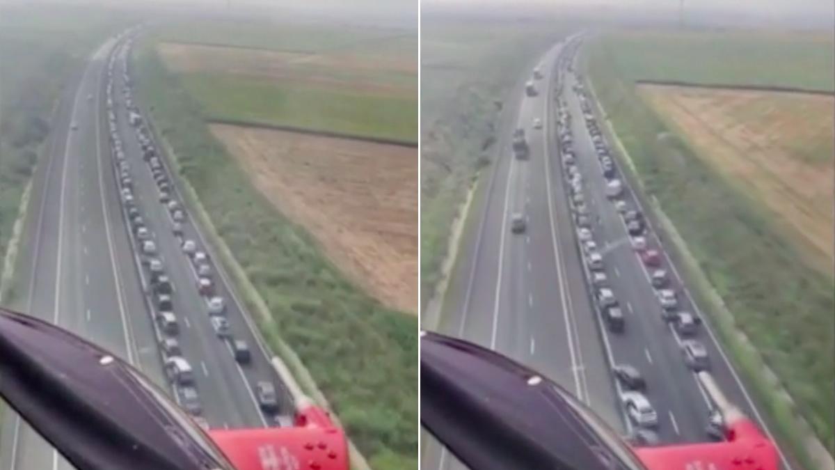 imagini din elicopter carambol autostrada soarelui peste 50 masini 146 persoane