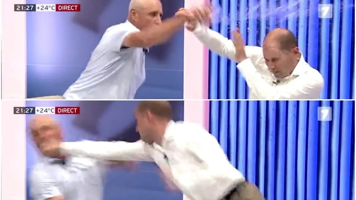bataie intre doi politicieni intr un platou de televiziune din republica moldova unul dintre ei a