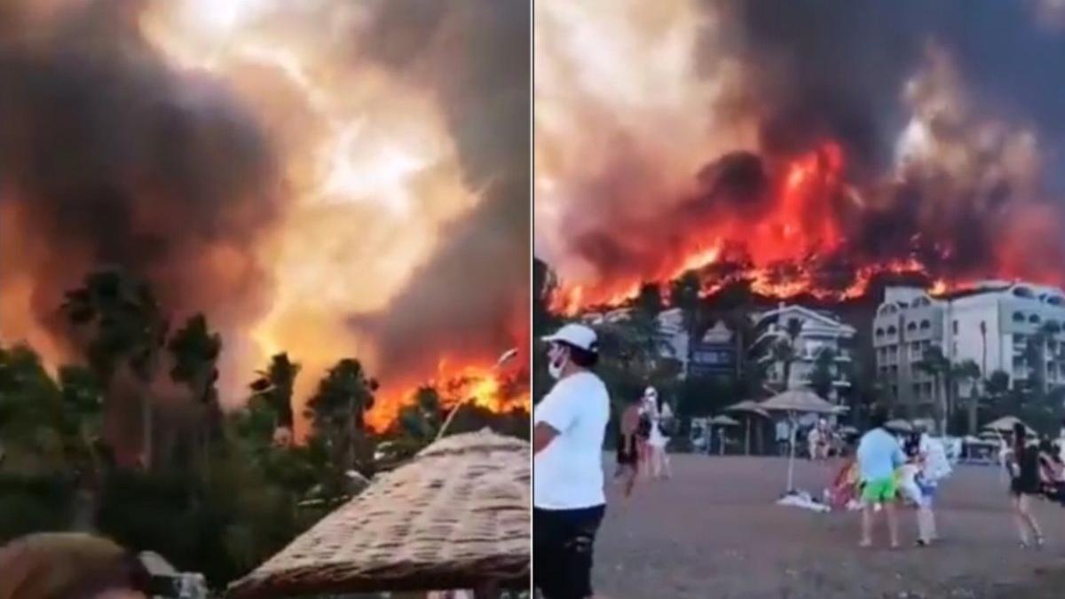 turistii sunt scosi din calea incendiilor dezastruoase din turcia opt oameni au decedat iar alti 27