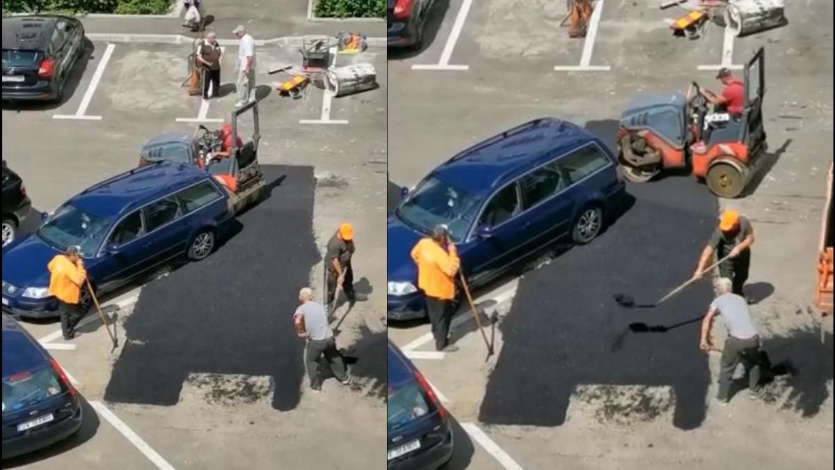 muncitori primarie suceava peticit groapa langa masina parcata deasupra