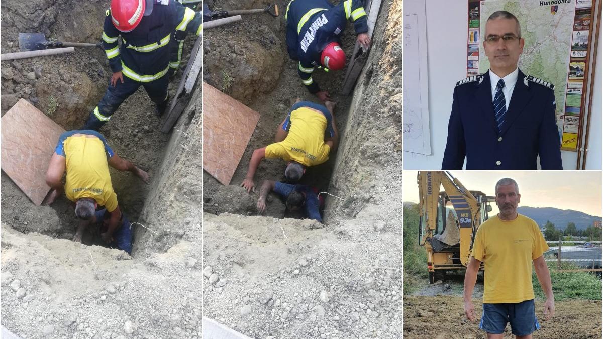 politist salvat muncitor mal de pamant lucrari canalizare zavoi deva