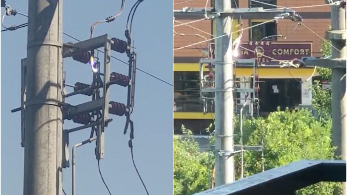 stalp electricitate mogosoaia scanteie foc