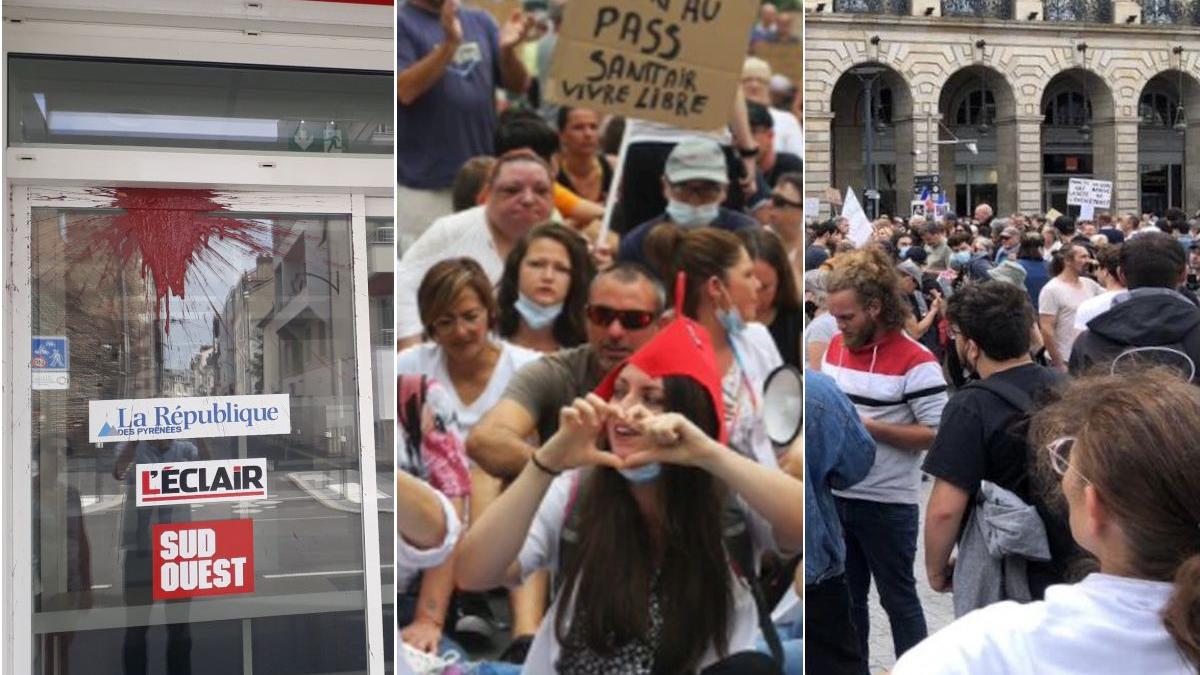 proteste franta permis sanitar paris lyon rennes philippot le pen vopsea rosie