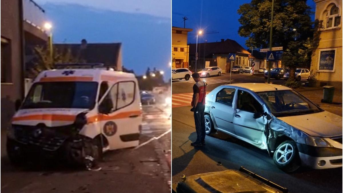 5 persoane ranite dupa ce o ambulanta si un autoturism s au lovit violent pe o strada din brasov