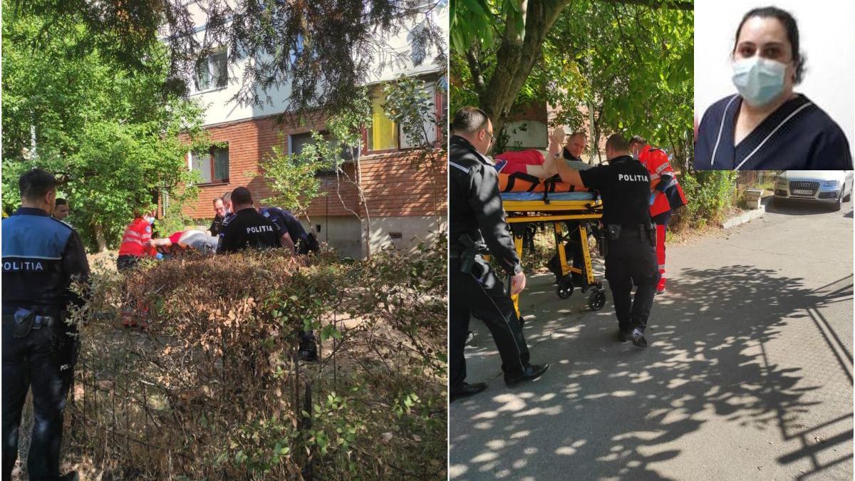 femeie cazuta etaj intins rufe balcon targu jiu