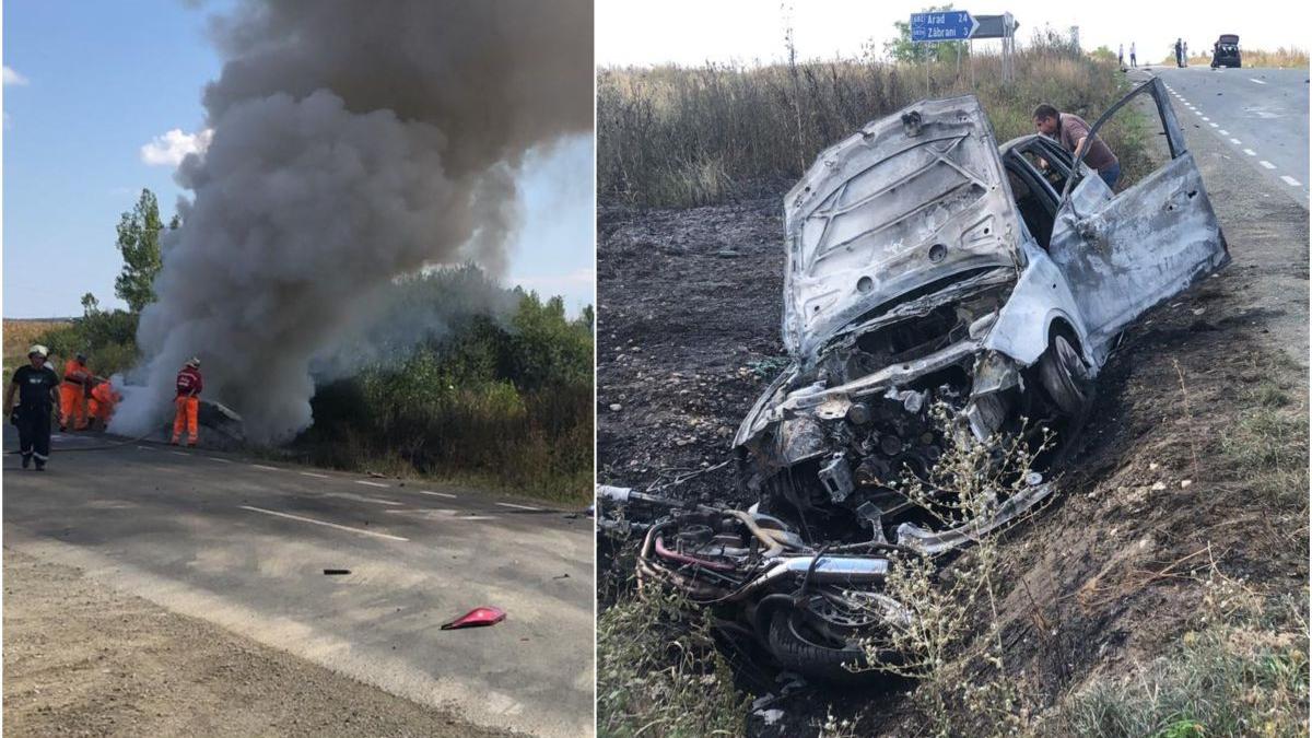 accident motocicleta masini incendiu arad