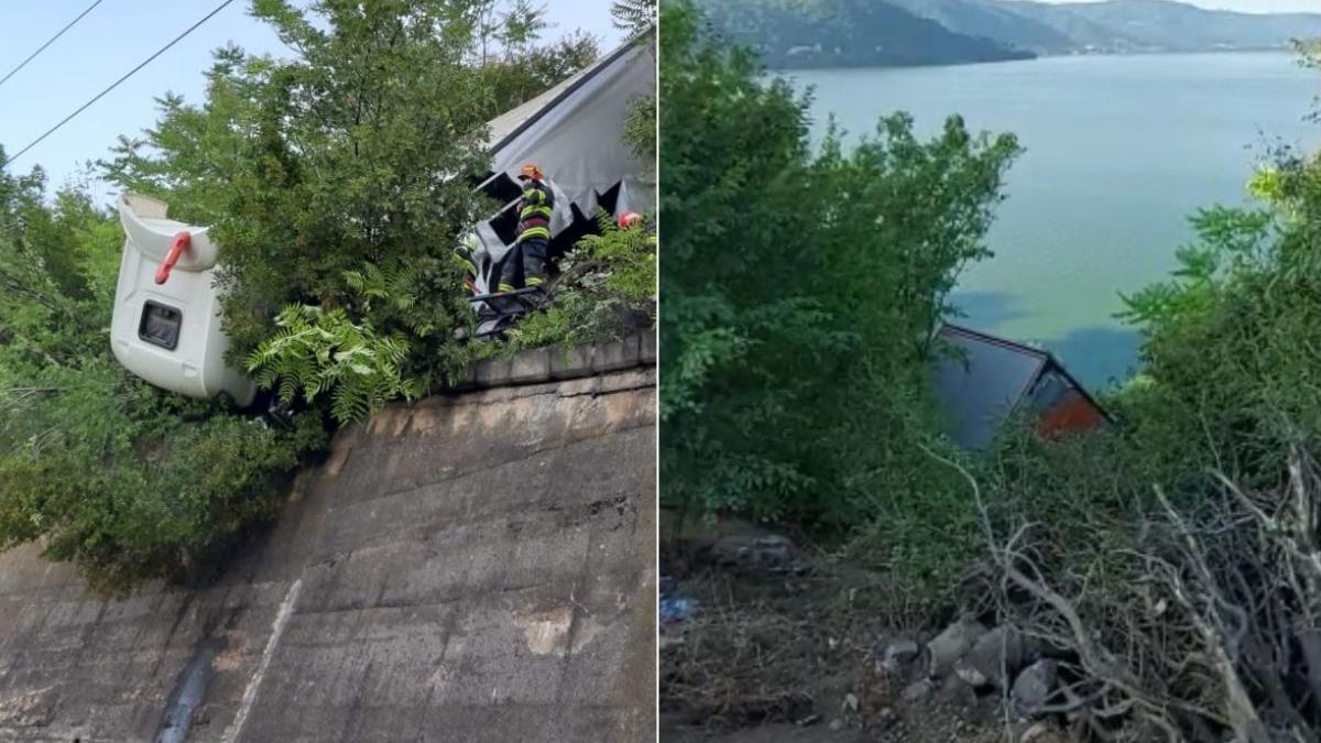 sofer tir blocat cabina linii inalta tensiune accident orsova