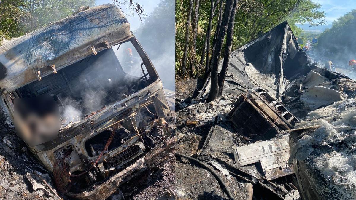 sofer murit carbonizat accident grav hunedoara