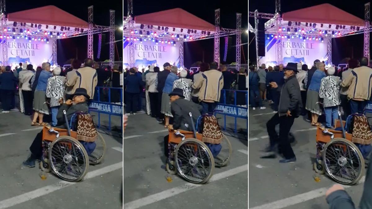 barbat scaun rotile filmat se ridica incepe sa danseze zilele orasului deva