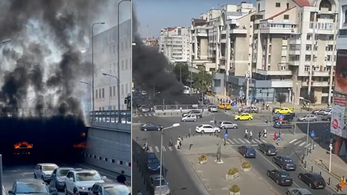 incendiu masina pasaj subteran craiova