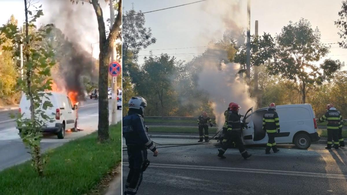 masina foc sosea pipera trafic blocat