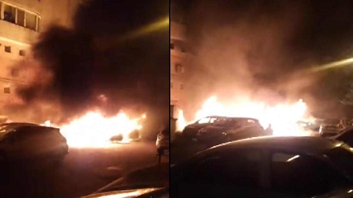 incendiu violent masini parcare galati