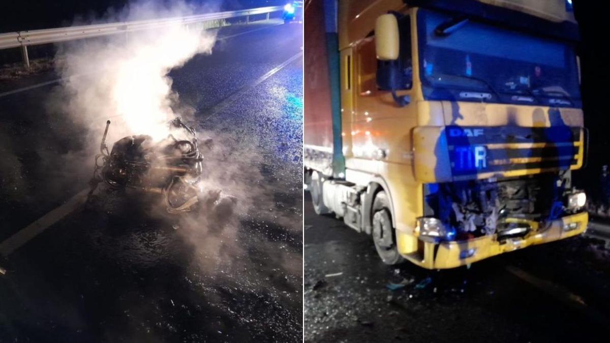 motociclist carbonizat accident centura carei satu mare