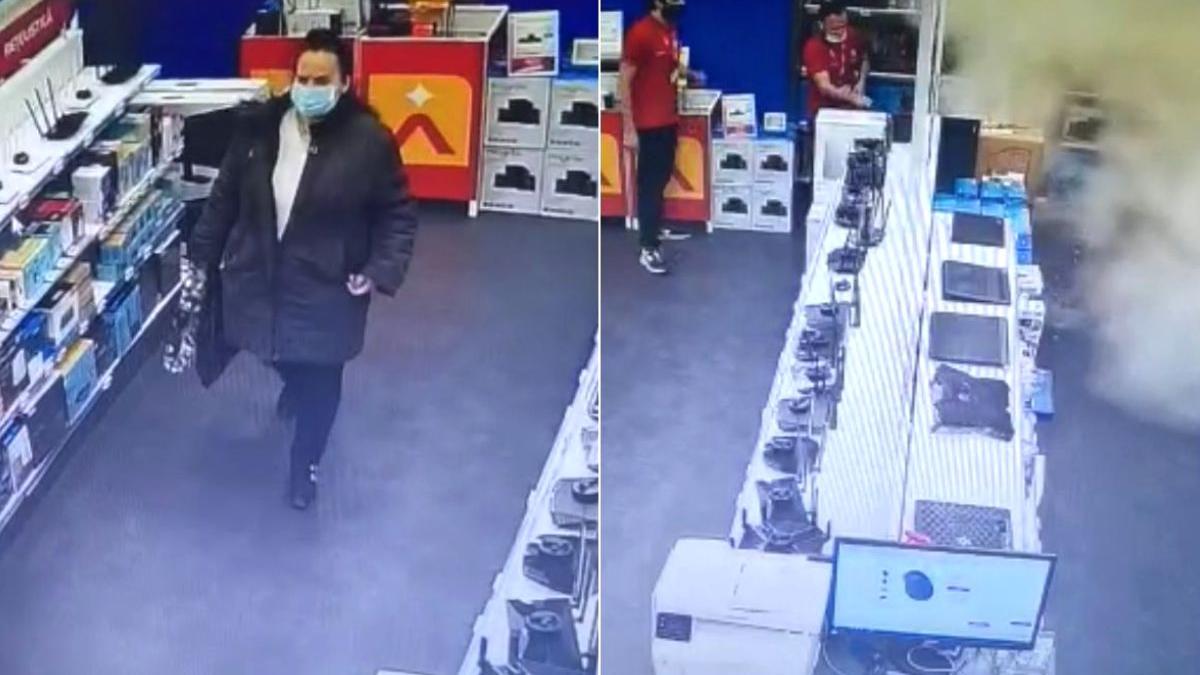 femeie filmata foc magazin mall bucuresti