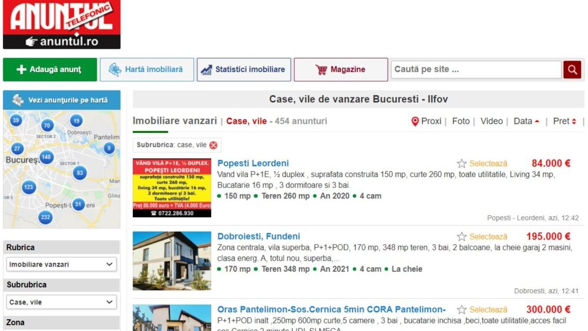 case de vanzare in bucuresti si ilfov pe anuntul ro