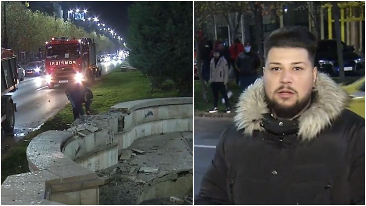 un sofer a intrat cu masina in fantana arteziana din piata unirii