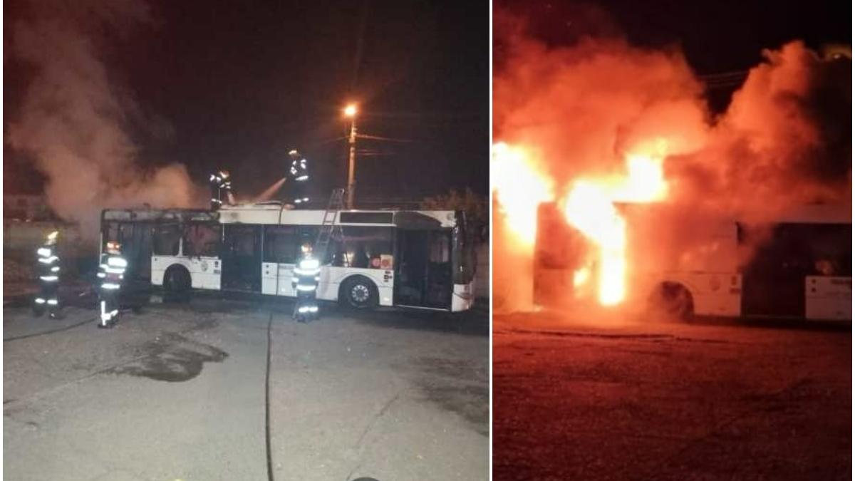 autobuz din craiova a luat foc in autobaza