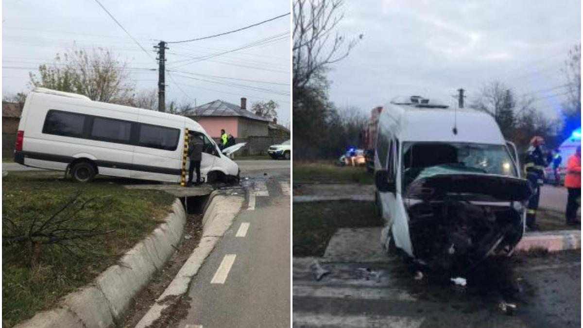 zece persoane ranite dupa ce un microbuz a intrat intr un cap de pod in olt