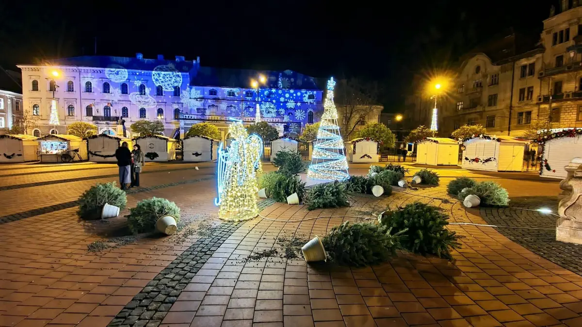 toti brazii targul de craciun timisoara cazuti la pamant fotografiati trecatori