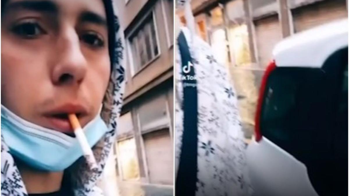tik tok video viral roman urineaza masina politie italia