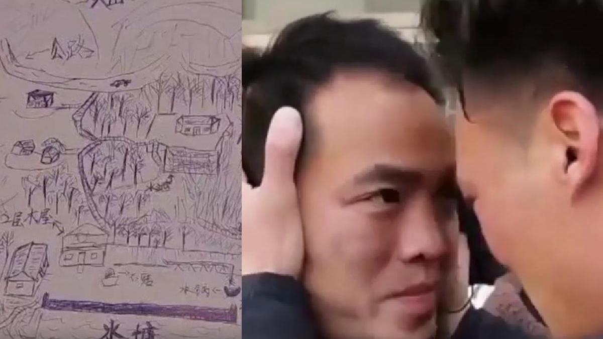 chinez rapit 33 ani gasit familia desenat memorie harta satului natal