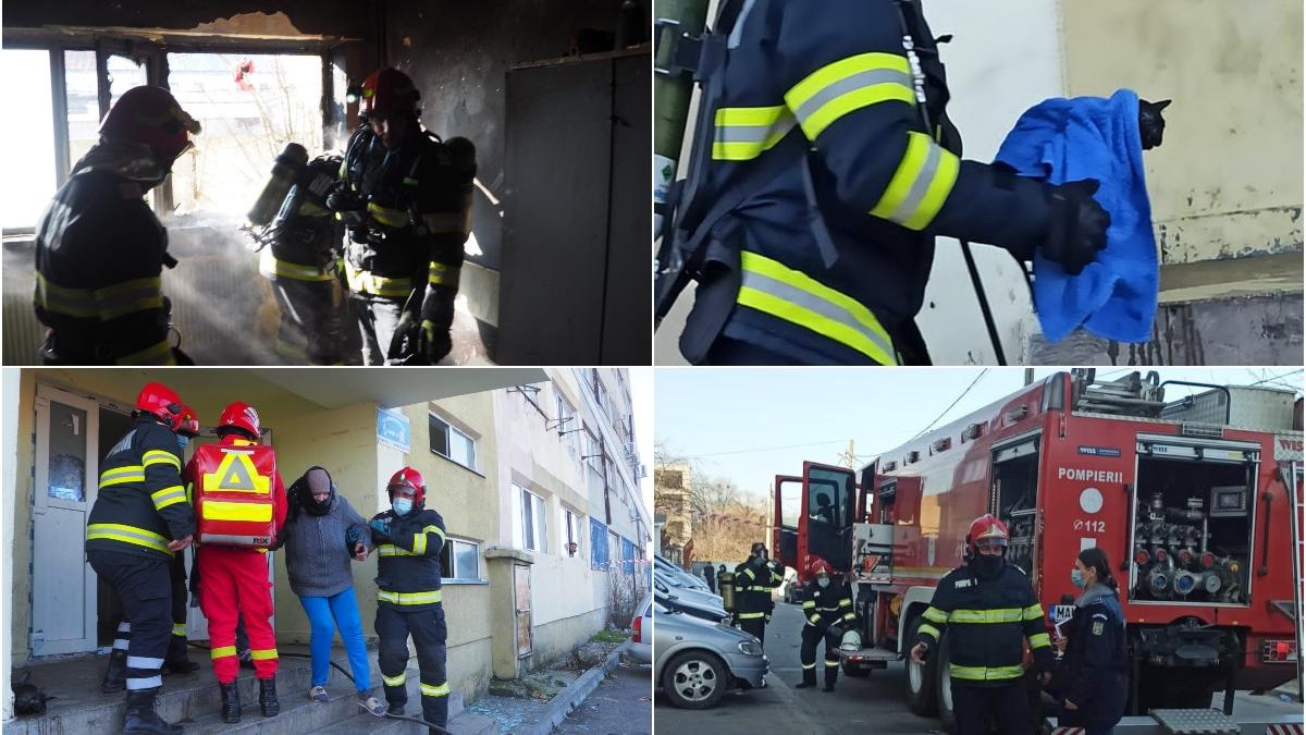 incendiu bloc alexandria teleorman pisica salvata oameni evacuati