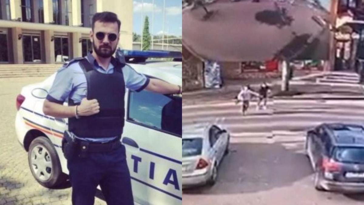 politist spulberat doua minore