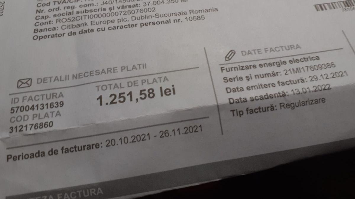 factura 1252 lei curent pensionara garsoniera braila josfacatura