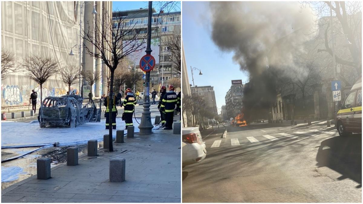 o masina a luat foc pe calea victoriei din capitala