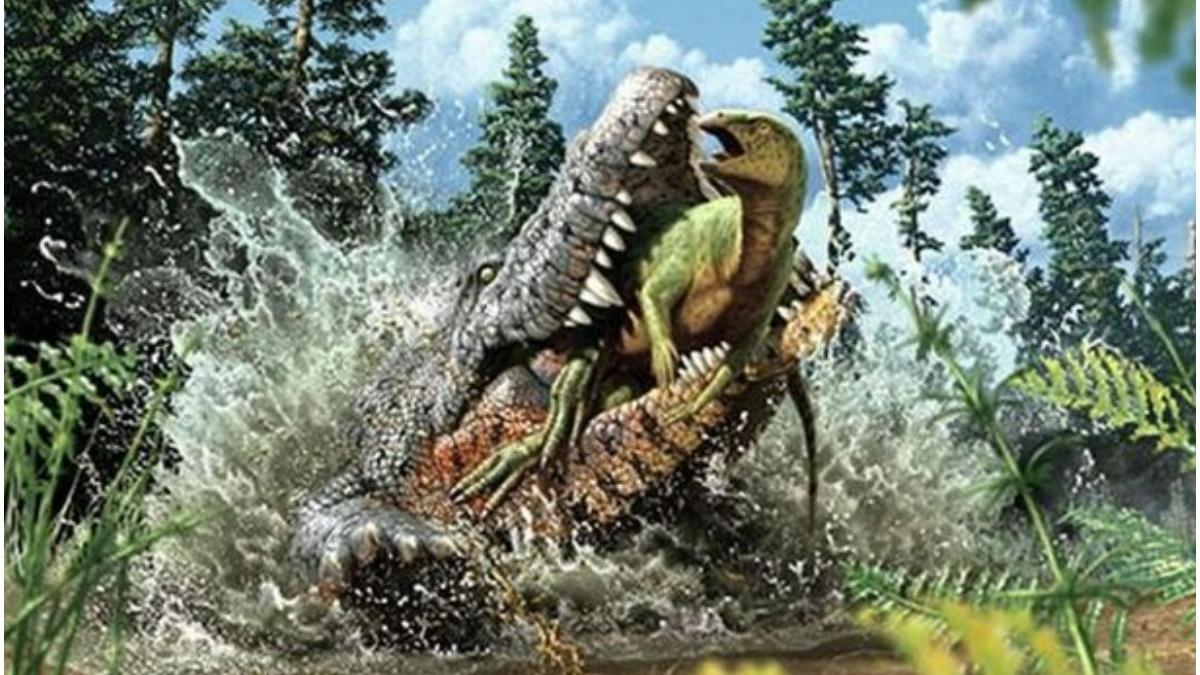 noua specie crocodil descoperita a mancat dinozaur tanar