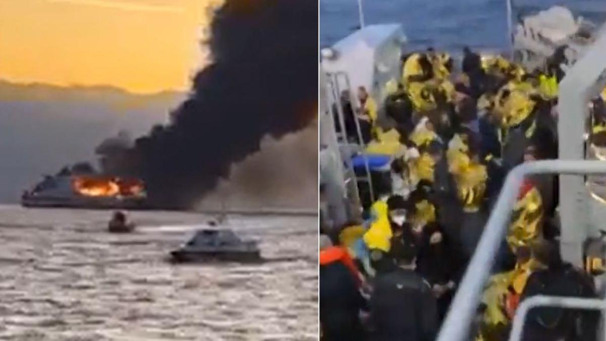 29 romani feribot luat foc marea mediterana insula corfu