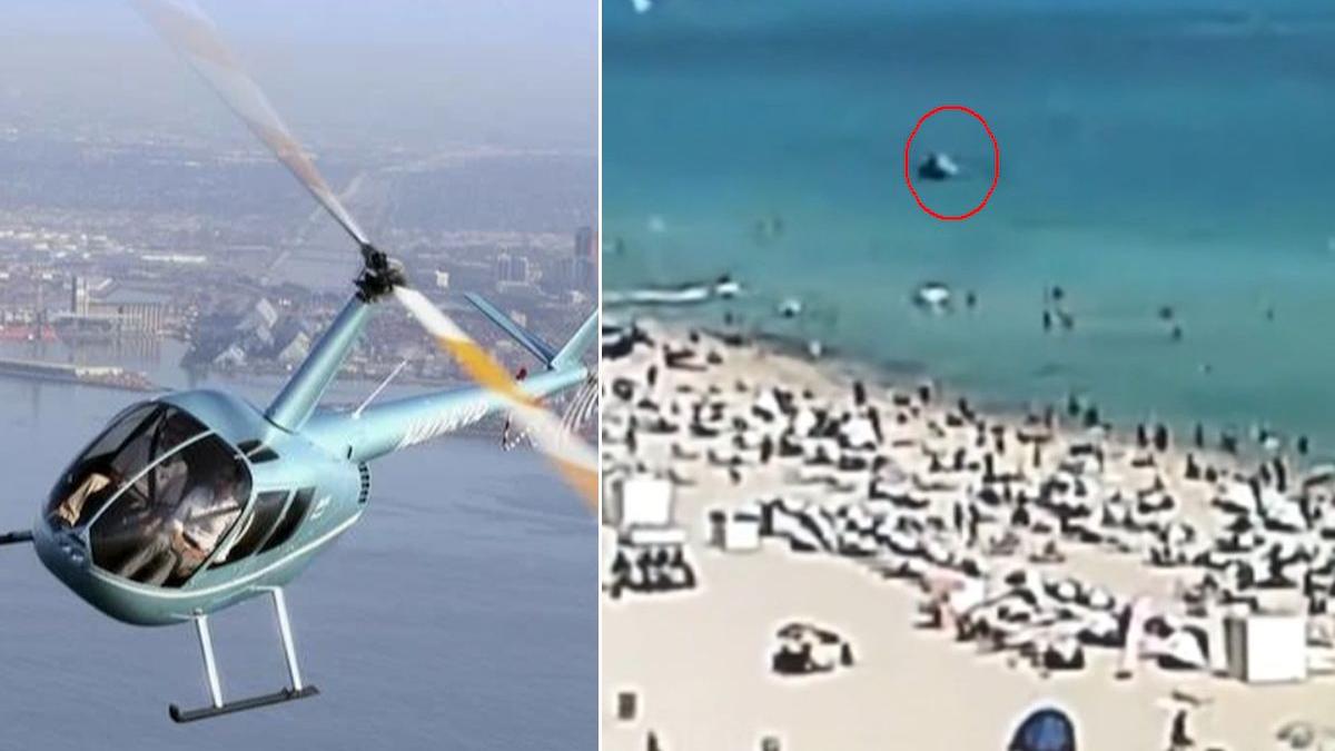 elicopter prabusit miami beach plaja aglomerata robinson r44